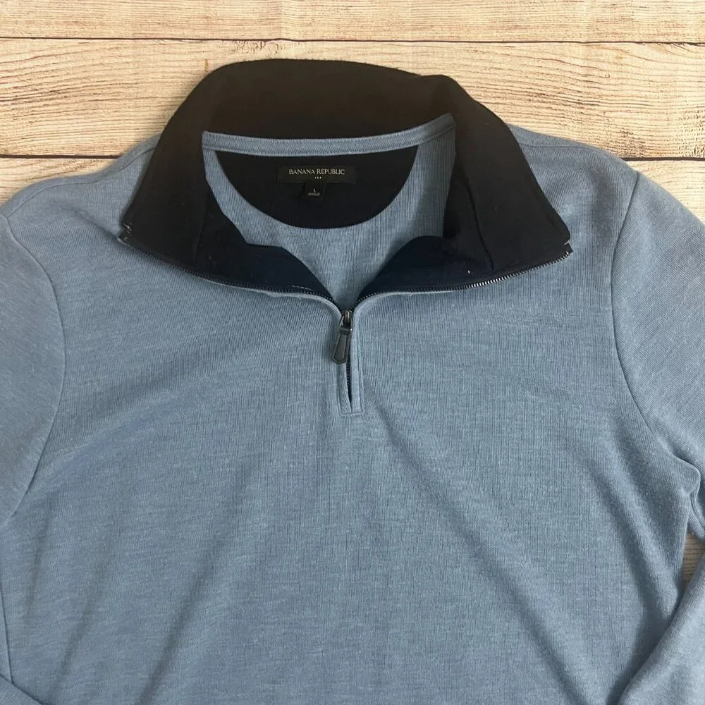Banana Republic Blue Quarter Zip Pullover Sweater‎ Size Large Men's Casual